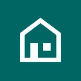 Ikon af hus på grøn baggrund