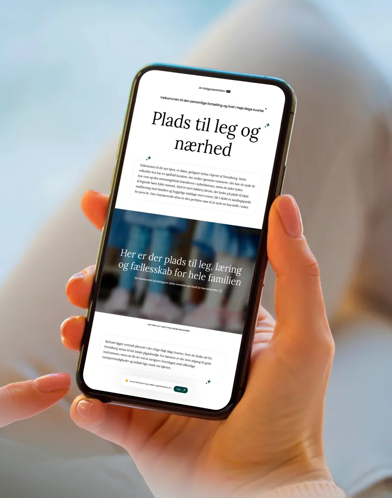 Din Boligpræsentation på mobiltelefon